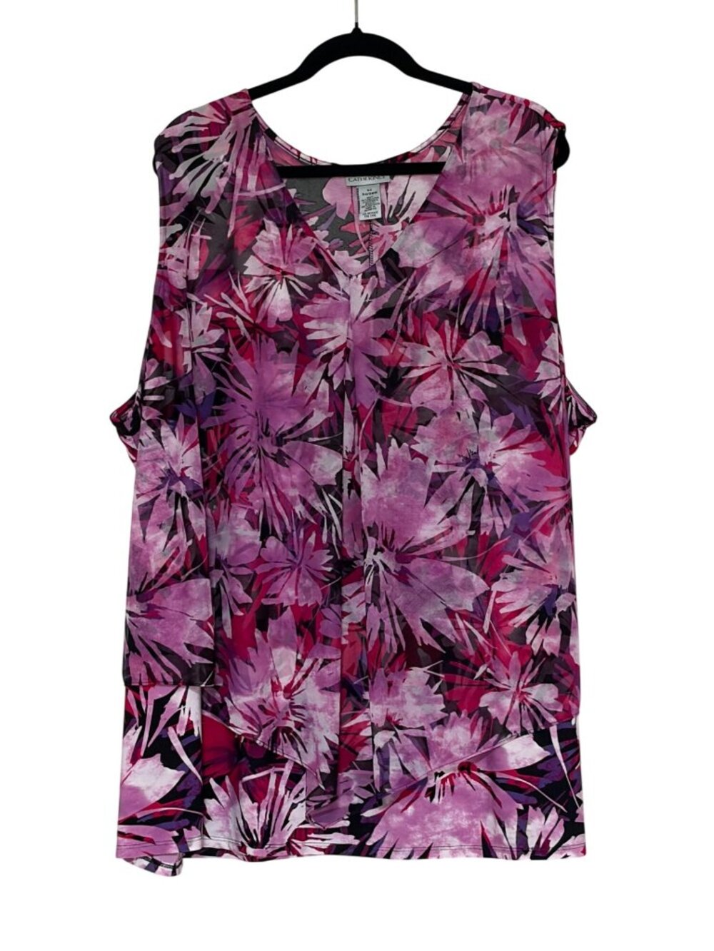 Catherines 5X 34 36W VNeck Tiered Tunic Top Shirt Tank Sleeveless Floral Pullove